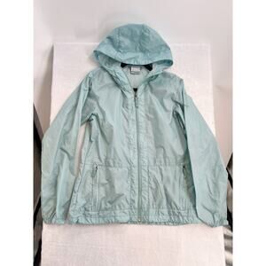 Columbia Women's Light Blue Hooded Windbreaker Jacket Size M Full Zip